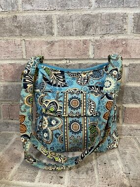 Vera Bradley Blue Floral Mosaic Crossbody Shoulder Bag